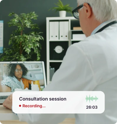Telehealth consultation with Dr. Scribe recording